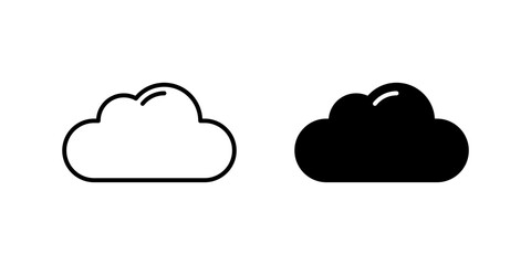 Cloud Icon Set. A black icon of a cloud, representing weather or storage.