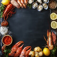 Fresh Seafood Display with Ingredients and Garnishes