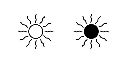 Warm Icon Set. A black icon of warm weather, representing heat.