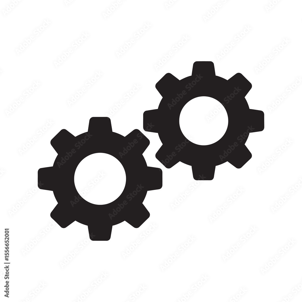 Poster gears cogwheel symbol for process settings mechanism work progress system engineering teamwork indus