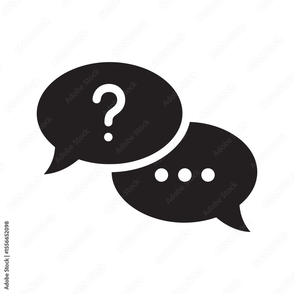 Poster question mark in speech bubble for inquiry doubt support communication help seeking information prob