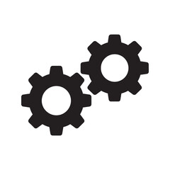 Gears cogwheel symbol for process settings mechanism work progress system engineering teamwork industry technology vector solid glyph icon
