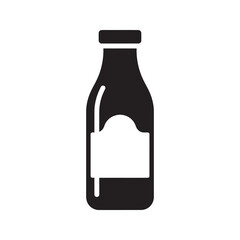 Solid glyph vector icon of a milk bottle for dairy product and beverage consumption representing a healthy calcium drink and breakfast nutrition