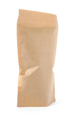 One zipper stand-up pouch isolated on white. Mockup for design