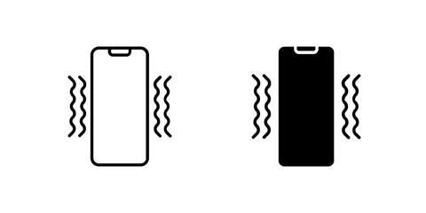 Icons of two vibrating phones for notifications and alerts. Represent vibration and signal.