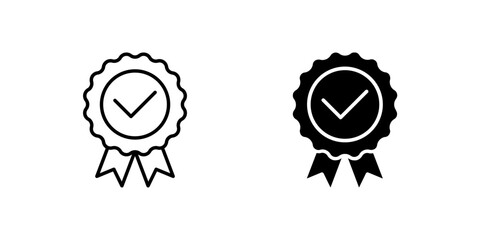 Icons of two rosette stamps for awards and recognition. Represent quality and honor.