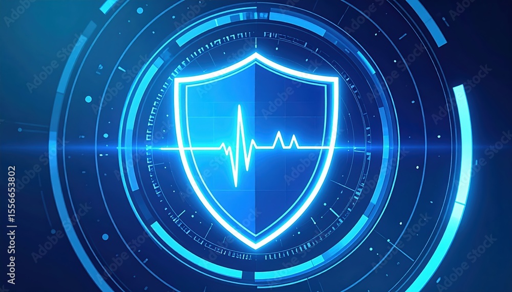 Aufkleber digital shield with glowing protective emblem showcasing cybersecurity and data protection concept i
