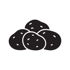 Solid glyph vector icon of a pile of raw potatoes representing a root vegetable food for cooking and a starchy carbohydrate harvest