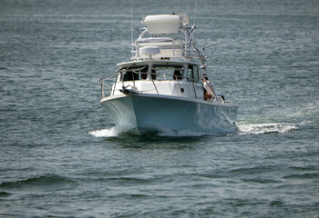 Sport fishing boat cruising on the Intra-Coastal Waterway