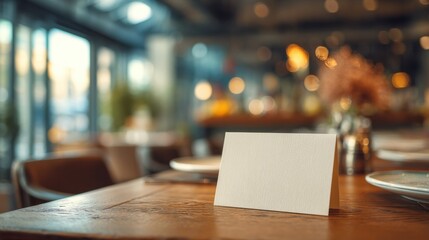 Save to Library Download Preview Preview Crop Find Similar File #: 981718295 Elegant menu frame tent card on a bar tabletop with blurred background in a modern restaurant setting.