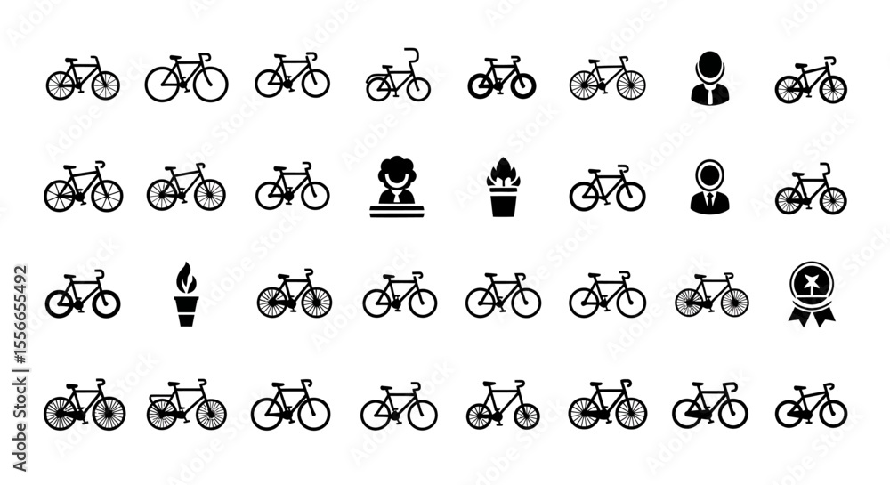 Poster vector icons set of collection of black bicycle icons various styles and designs 1. vector illustrat