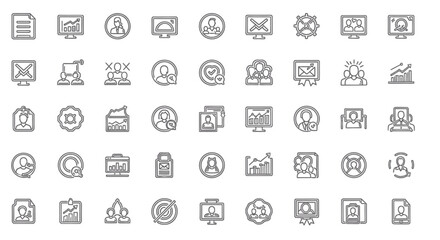 Vector Icons Set of Collection of Black and White Business and Communication Icons. Vector Illustrations. EPS Editable