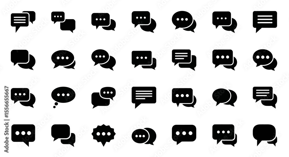 Aufkleber vector icons set of collection of black speech bubble icons diverse shapes and styles for communicat
