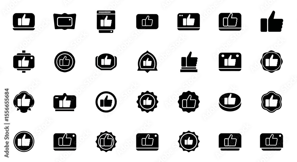 Aufkleber vector icons set of collection of black thumb up icons in various shapes. vector illustrations. eps 