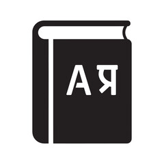 Cyrillic language book solid glyph icon for learning education and russian translation dictionary textbook for school study and communication vector