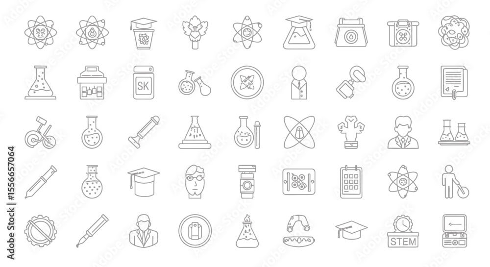 Poster vector icons set of collection of simple line art science and stem icons. vector illustrations. eps 