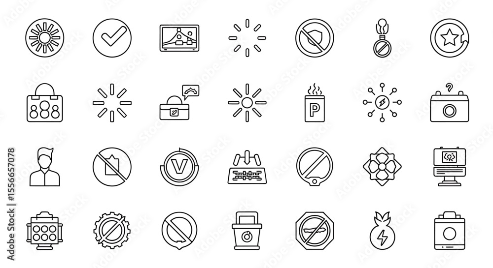 Poster vector icons set of collection of thirty diverse line icons symbols signs and user interface element