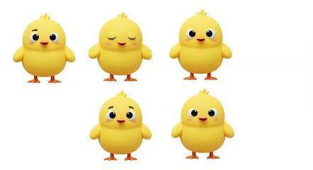 Obraz premium Five yellow chicken figurines