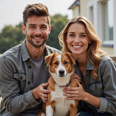 couple with dog