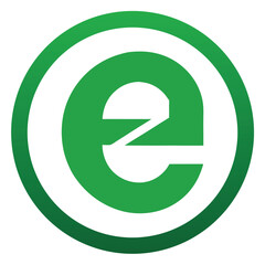 Green letter e inside a white circle a clean and modern icon design