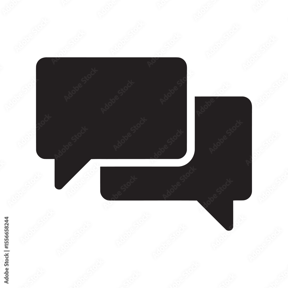 Poster chat conversation solid glyph icon with speech bubbles for communication dialogue messaging and onli
