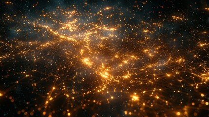 Connected gold nodes glow, a web spanning darkness