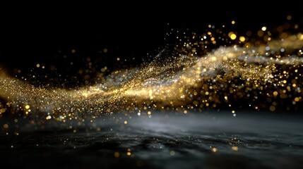 Stream of gold glitter is falling from the sky. isolated-3d-background
