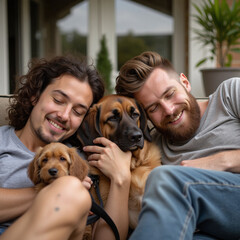 couple with dog