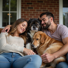 couple with dog