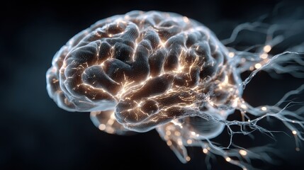 Brain with a lot of wires coming out of it. isolated-3d-background