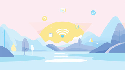 Flat Vector Illustration of Free WiFi Onboard Concept
