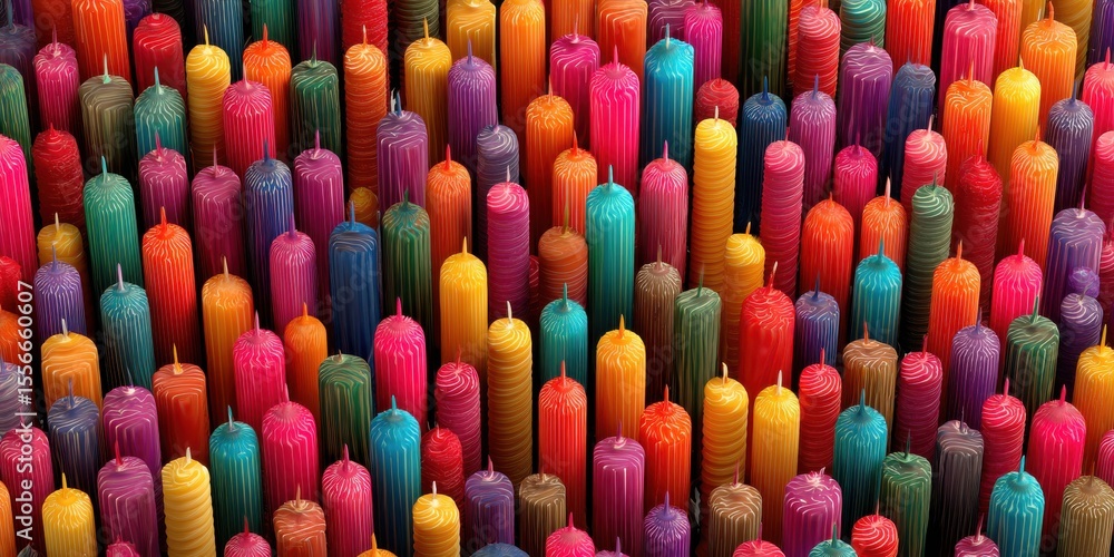 Poster colorful display of candles with different colors and sizes. isolated-3d-background