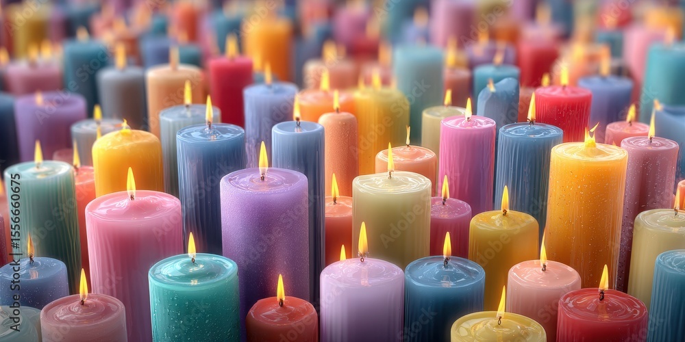 Poster bunch of colorful candles with a warm and inviting mood. isolated-3d-background