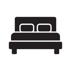 Double bed solid glyph icon representing bedroom furniture hotel room accommodation and home interior design for sleeping and rest comfort vector