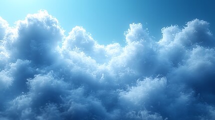 Fototapeta premium Fluffy Clouds Filling the Sky with a Soft Blue Hue