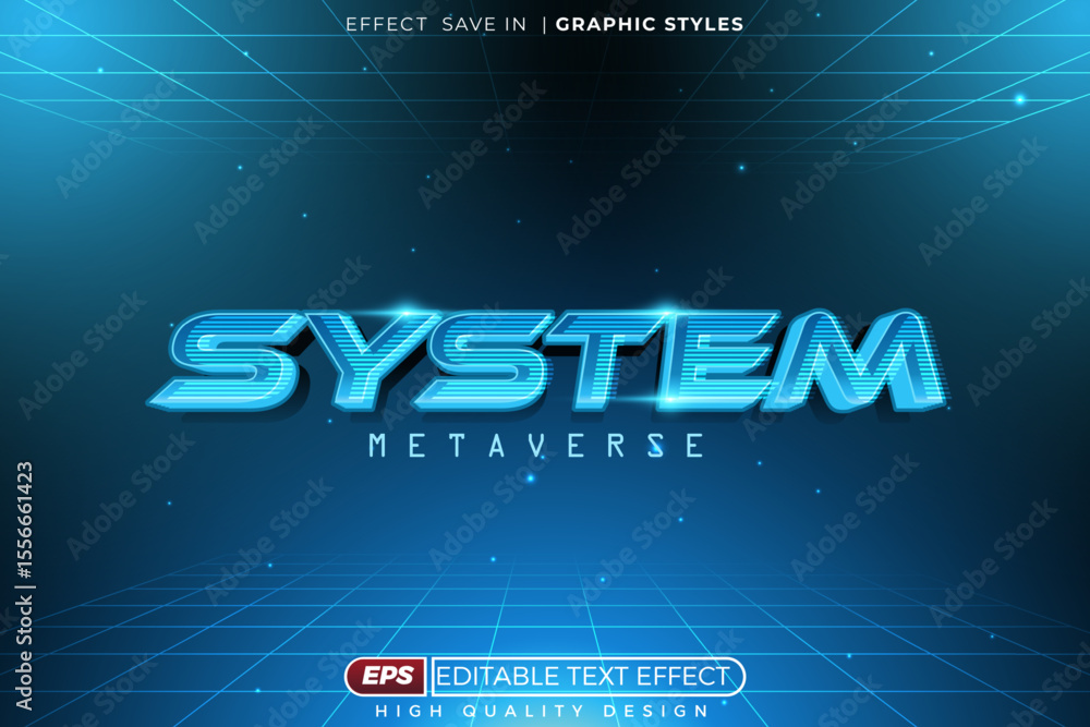 Poster editable 3d vector text effect system metaverse for gaming design