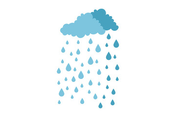 Vector art of fluffy clouds raining colorful water drops, playful cartoon weather elements, abstract seamless pattern, creative rain cloud design for children's prints, fabrics, and wallpapers
