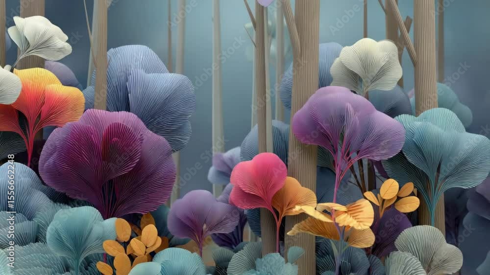 Aufkleber precision texture abstract vibrant abstract forest with colorful foliage and soft textures