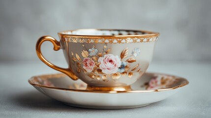 Delicate floral teacup and saucer