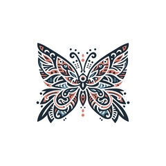Tribal butterfly wings in symmetrical outline