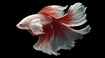 Obraz premium Elegant siamese fighting fish with flowing fins against a dark background