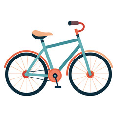Fototapeta premium Stylized flat design bicycle with teal frame and orange accents on white background