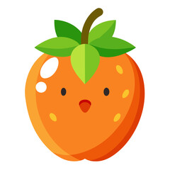 Cute cartoon orange fruit character with a happy expression and green leaves
