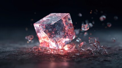 Glowing cube shattering