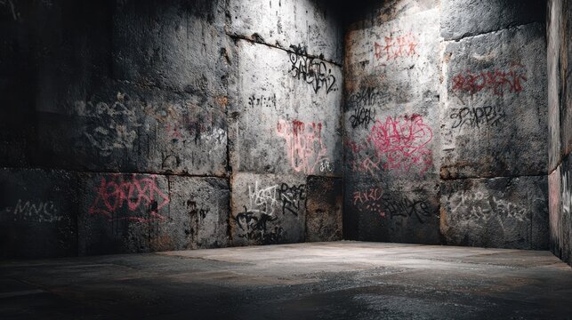 Graffiti covered wall with the numbers 1-9 and the letters X, Y, Z. isolated-3d-background - Powered by Adobe