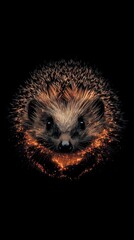 Hedgehog portrait dark background