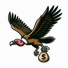 vector illustration of a vulture carrying a money bag