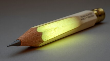 Illuminated pencil on gray background conceptual illustration