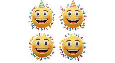 Obraz premium Emoji faces with party decoration celebration image