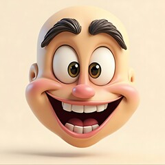 Joyful Bald Cartoon Face: A Delightful 3D Render